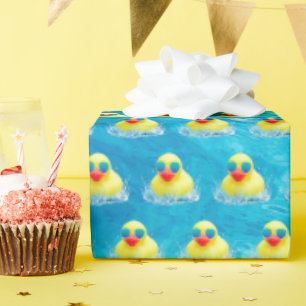 Yellow Rubber Duck With Sunglasses Wrapping Paper