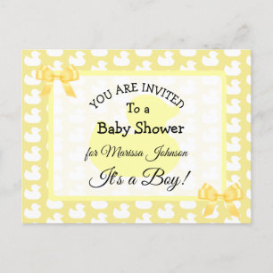 Yellow Rubber Duckie Baby'Shower Invitation Postcard