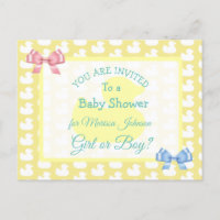 Yellow Rubber Duckie Baby'Shower Invitation