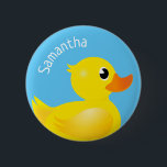 Yellow Rubber Duckie Button<br><div class="desc">A playful design,  with the cutest yellow rubber duck serving as a name tag. You may also delete the text.</div>