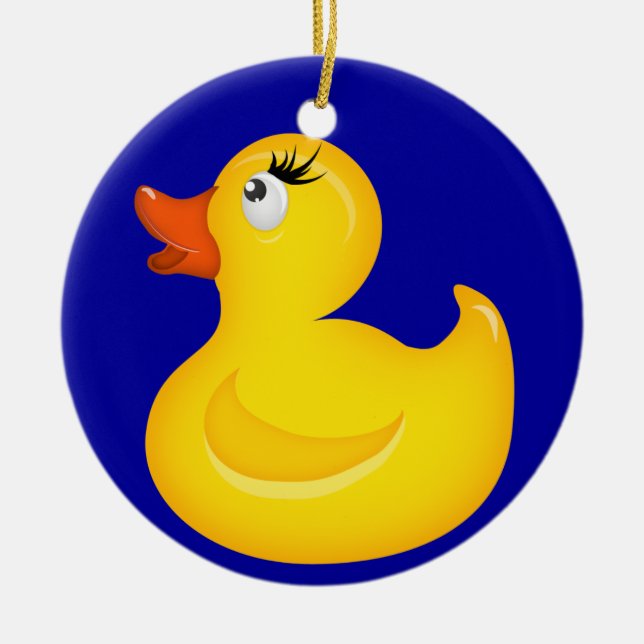 Yellow Rubber Duckies Ceramic Tree Decoration (Front)