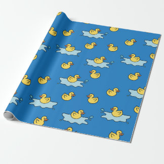 Yellow rubber duckies gift wrapping paper