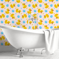 Yellow Rubber Ducks On Pink