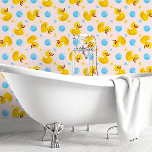 Yellow Rubber Ducks On Pink  Wallpaper
