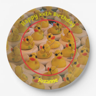 Yellow Rubber Ducks Personalised Birthday Party Paper Plate