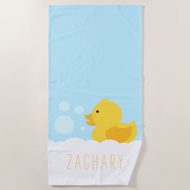 Yellow Rubber Ducky Beach Towel (Front)