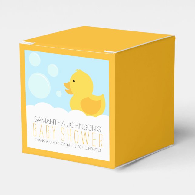 Yellow Rubber Ducky Bubble Bath Baby Shower Favour Box (Front Side)