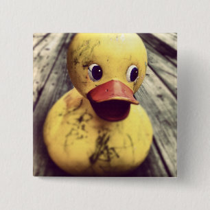 Yellow Rubber Ducky Covered in Dirt! 15 Cm Square Badge