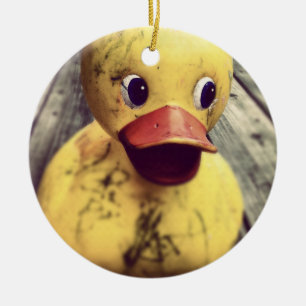 Yellow Rubber Ducky Covered in Dirt! Ceramic Tree Decoration