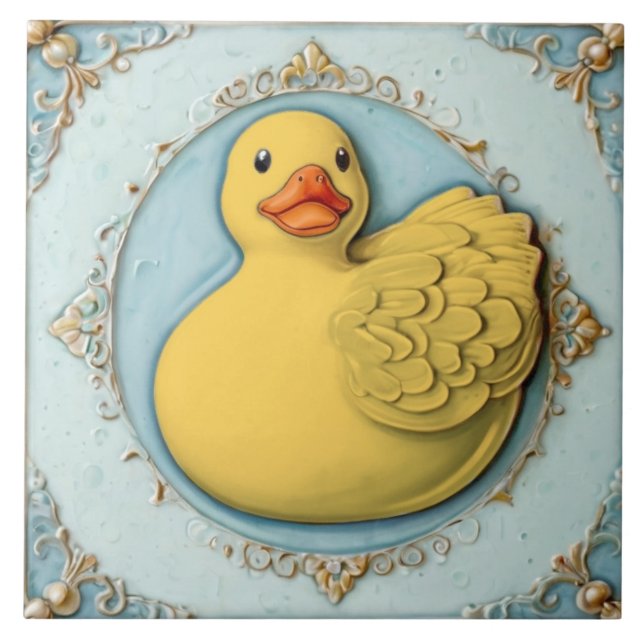 Yellow Rubber Ducky Cute Duck Duckie Toy Bathroom Tile (Front)