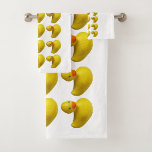 Yellow Rubber Ducky Duck Fun Kids Bath Time Towel Set