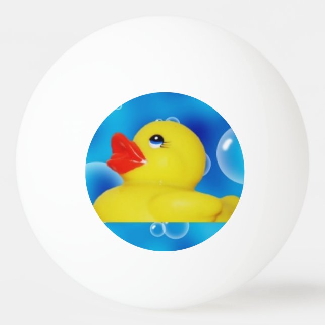Yellow Rubber Ducky in Bubbles Ping Pong Ball (Front)