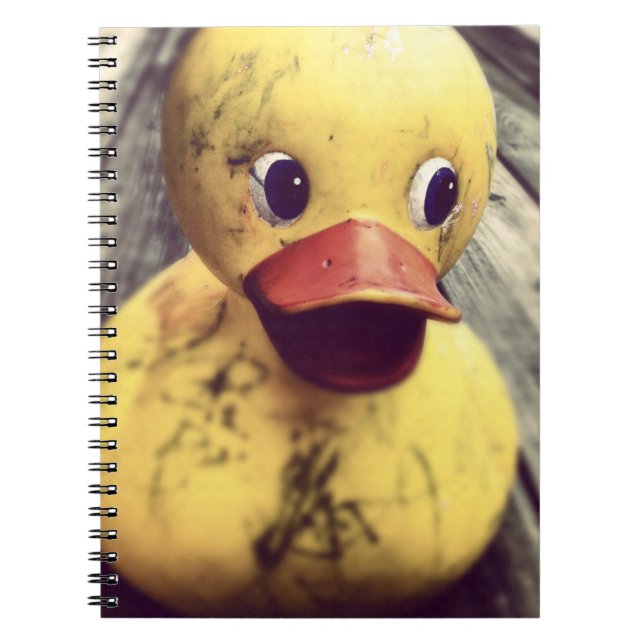 Yellow Rubber Ducky Needs a Bath! Spiral Notebook (Front)