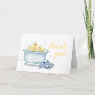 Yellow Rubber Mummy Duck Bathtub Baby Shower  Thank You Card