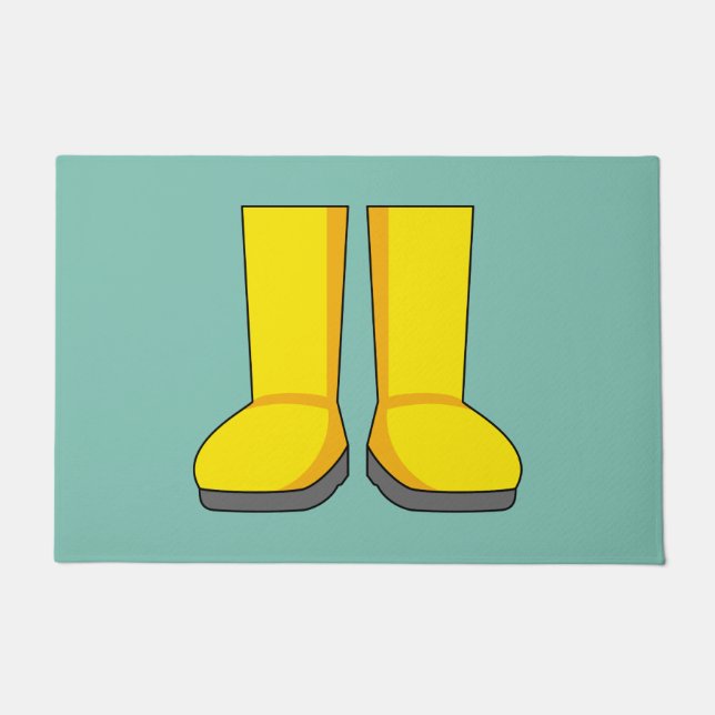 Yellow Rubber Rain Boots Doormat (Front)