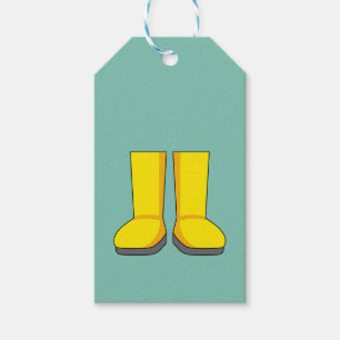 Yellow Rubber Rain Boots Gift Tags