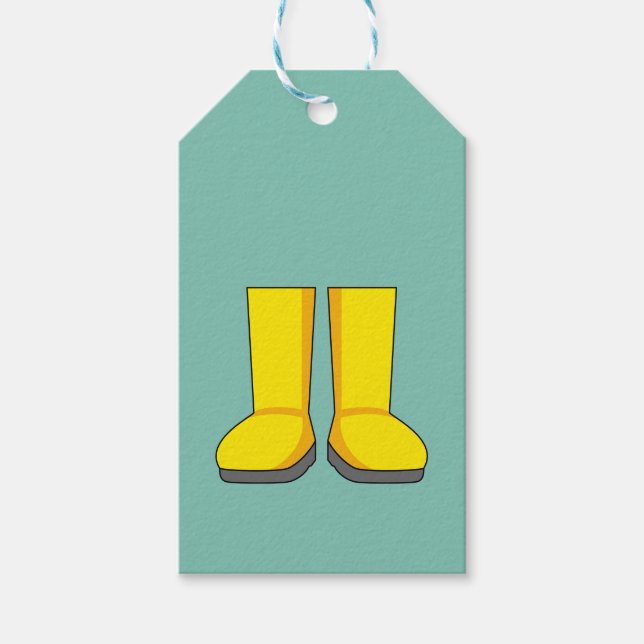 Yellow Rubber Rain Boots Gift Tags (Front)