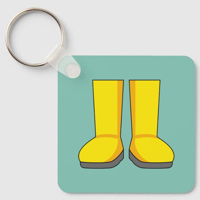 Yellow Rubber Rain Boots Key Ring (Front)