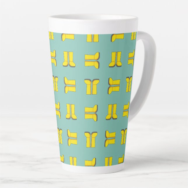 Yellow Rubber Rain Boots Latte Mug (Right Angle)