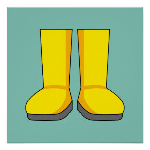Yellow Rubber Rain Boots Poster