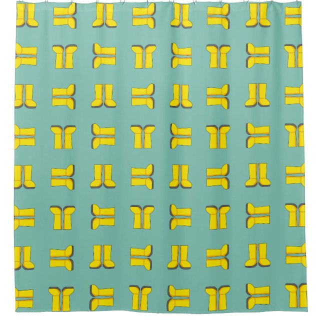 Yellow Rubber Rain Boots Shower Curtain (Front)