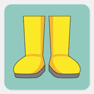Yellow Rubber Rain Boots Square Sticker