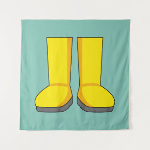 Yellow Rubber Rain Boots Tapestry