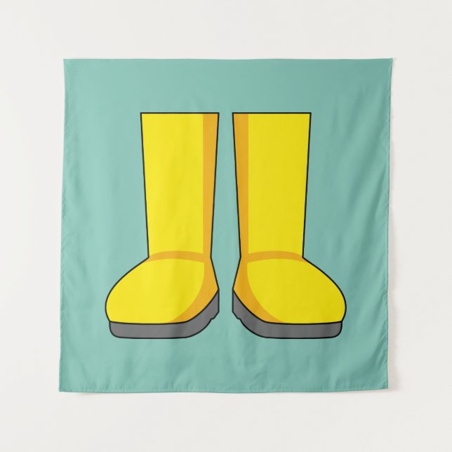 Yellow Rubber Rain Boots Tapestry (Front)