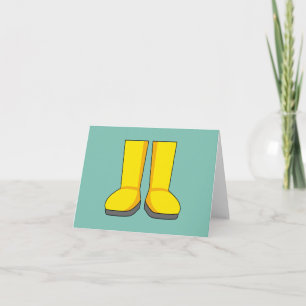 Yellow Rubber Rain Boots Thank You Card