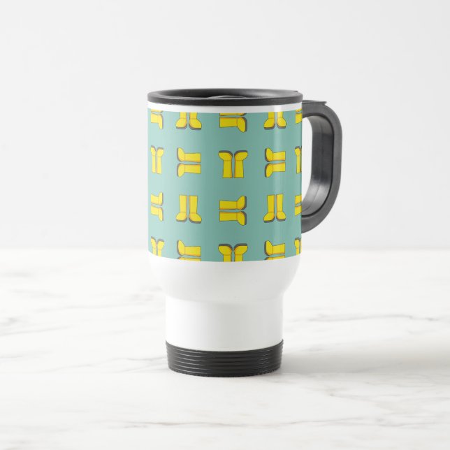 Yellow Rubber Rain Boots Travel Mug (Front Right)