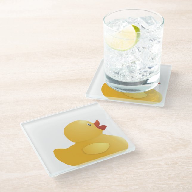 Yellow Rubberduck Glass Coaster (Angled)