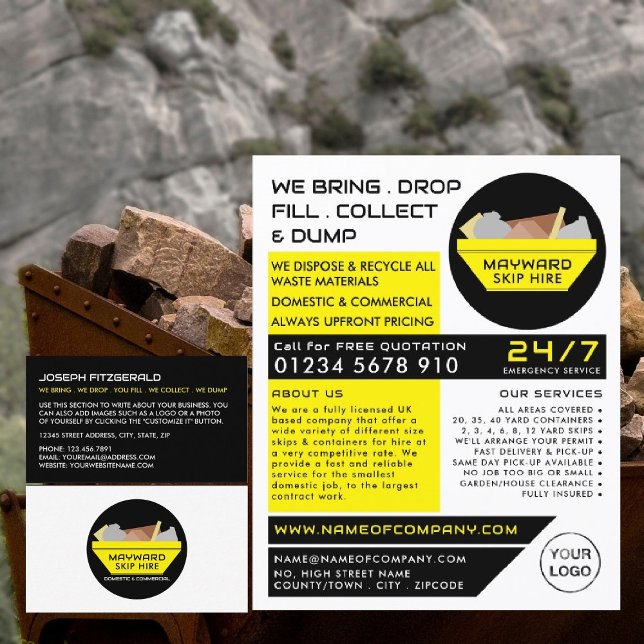 Yellow Rubbish Skip, Skip/Dumpster Company Flyer (Creator Uploaded)