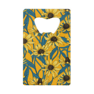 Yellow Rudbekia on dark green