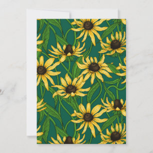 Yellow Rudbekia on dark green