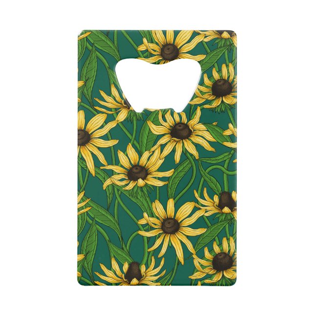 Yellow Rudbekia on dark green (Front)