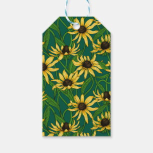 Yellow Rudbekia on dark green Gift Tags