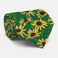Yellow Rudbekia on dark green
