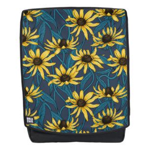 Yellow Rudbekia on navy Backpack