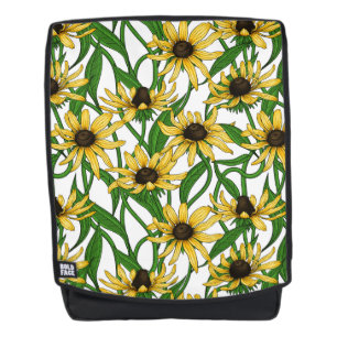 Yellow Rudbekia on white Backpack