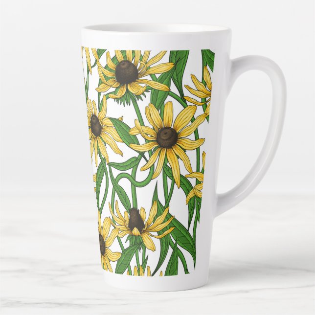 Yellow Rudbekia on white Latte Mug (Right)