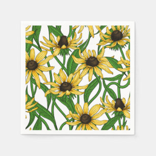 Yellow Rudbekia on white Napkin