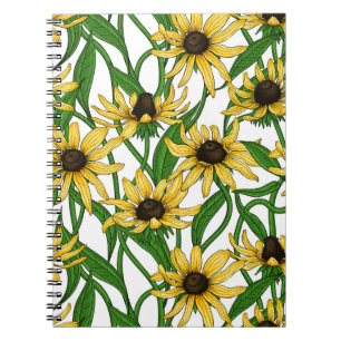 Yellow Rudbekia on white Notebook