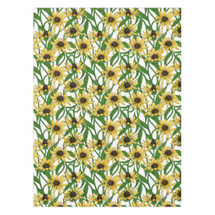 Yellow Rudbekia on white Tablecloth