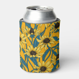 Yellow Rudbekia on yellow Can Cooler