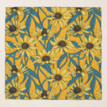 Yellow Rudbekia on yellow Scarf<br><div class="desc">Hand-painted cvector pattern with yellow rudbekia flowers</div>