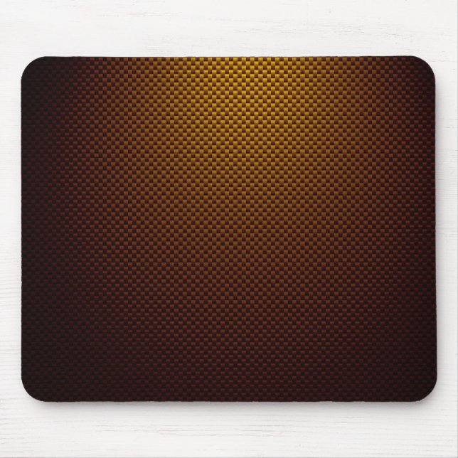 Yellow rust black carbon fiber patterned mouse pad (Front)