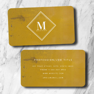 Yellow Rust Metallic Texture Monogram Initial Business Card