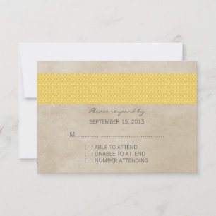 Yellow Rustic Damask RSVP Card