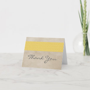 Yellow Rustic Damask Thank You Card
