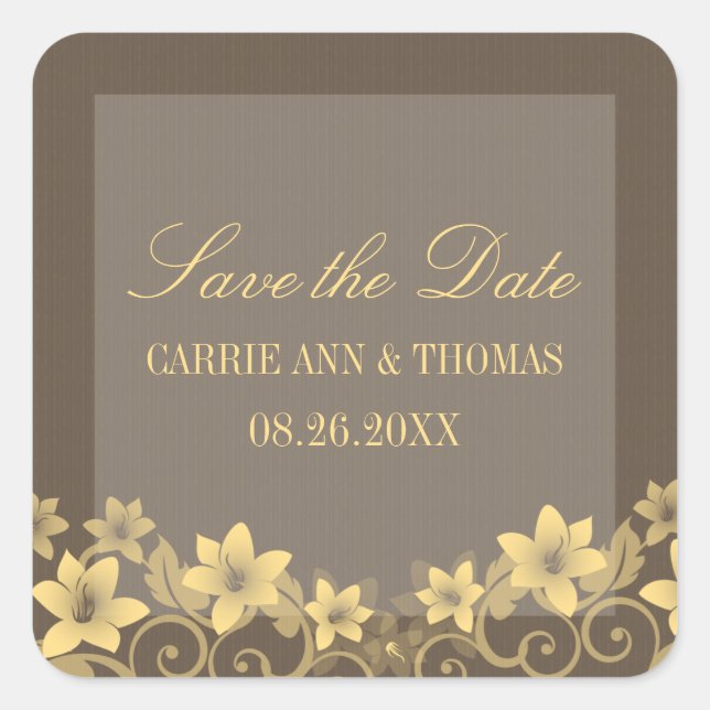 Yellow Rustic Floral Save the Date Stickers (Front)